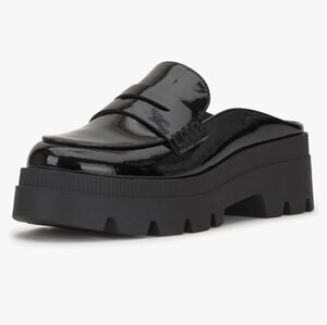 FINAL PRICE Jessica Simpson Black Patent Leather Platform Loafers 6 SlideOns Uma